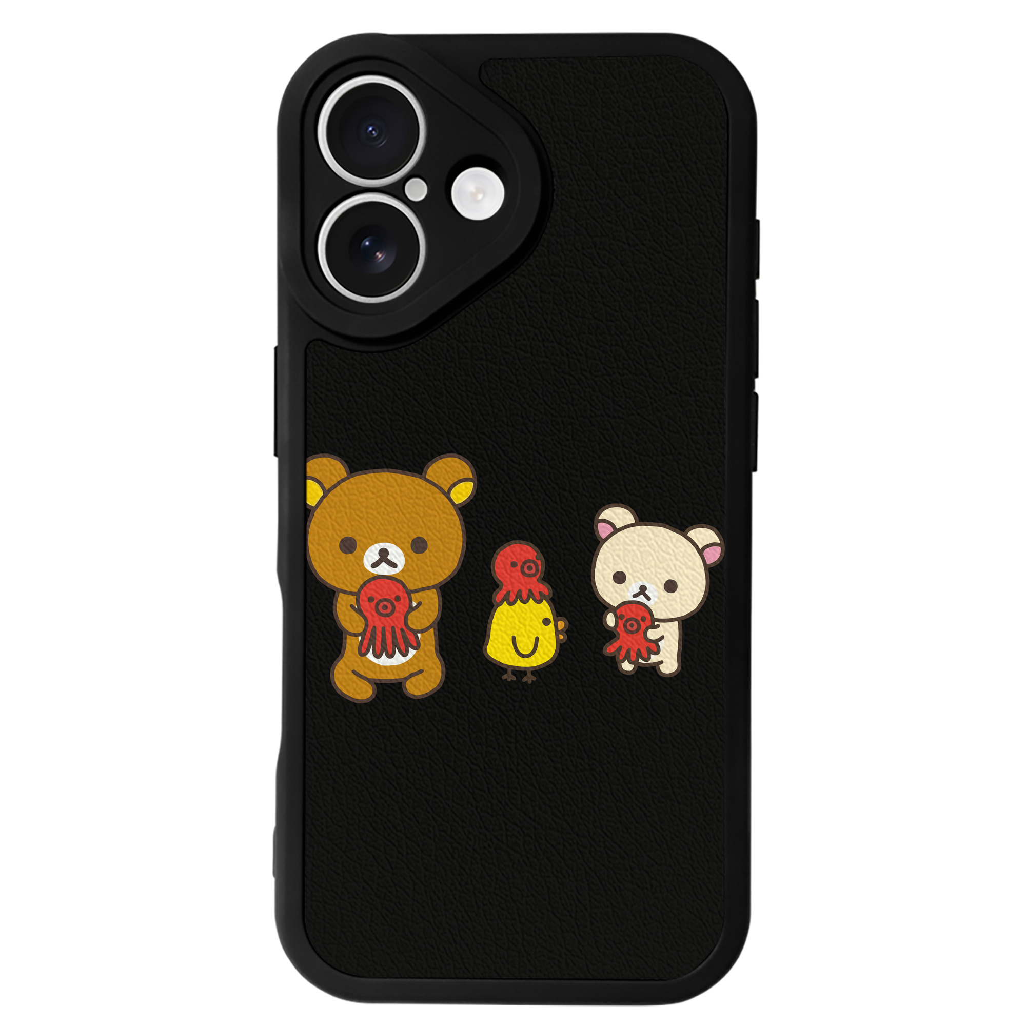 （画像用） リラックマ リラックマ キイロイトリ Rilakkuma Korilakkuma Kiiroitori 【iPhone 16シリーズ対応】シリコンスマホケース（レザー調） 材質：シリコン